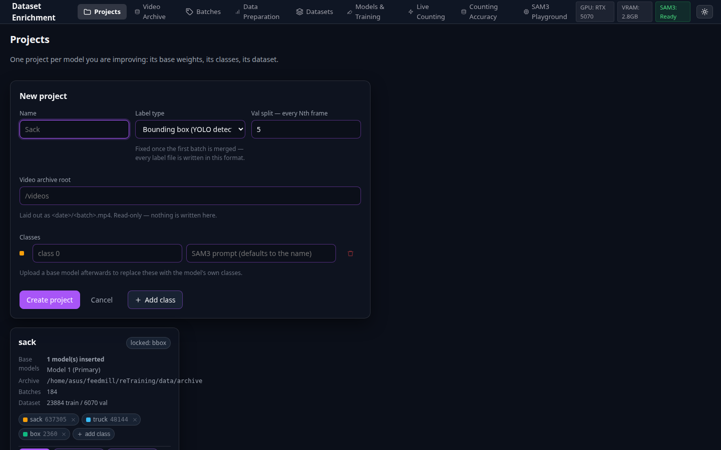 Project Creation Modal