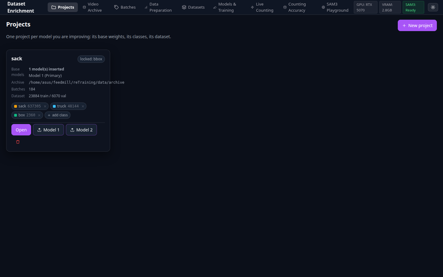 Projects Overview Page